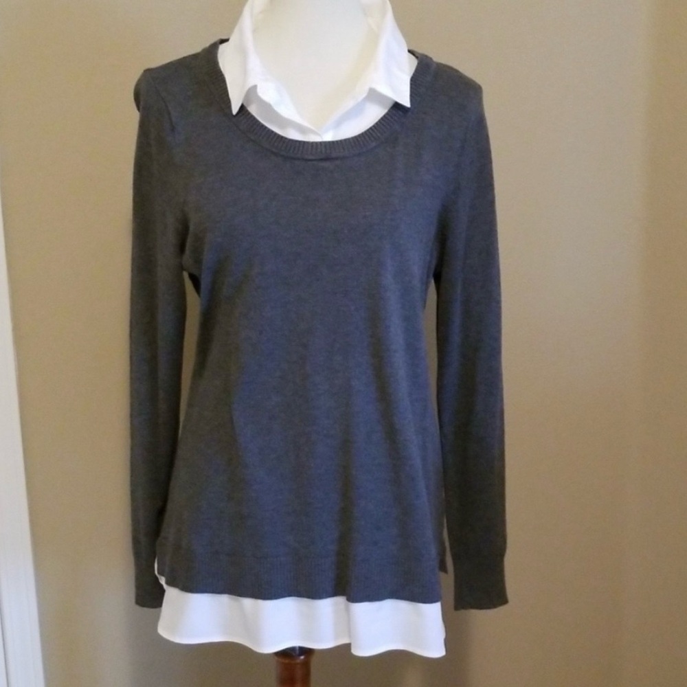 Calvin Klein Sweater with White Layered Shirt